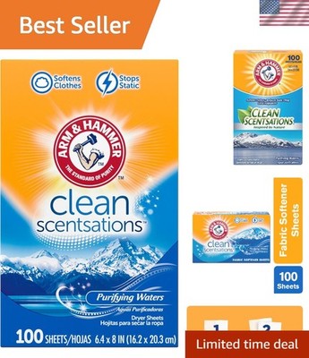 Enhance Freshness with 100 Sheets of Purifying Waters Fabric Softener Sheets
