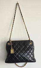 CHANEL Matelasse Lambskin Quilted Chain Black Leather Shoulder Bag