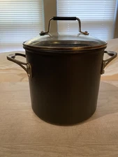 Vintage Calphalon Hard Anodized 8QT Stock Pot 808 with T-Fal Lid Made In USA