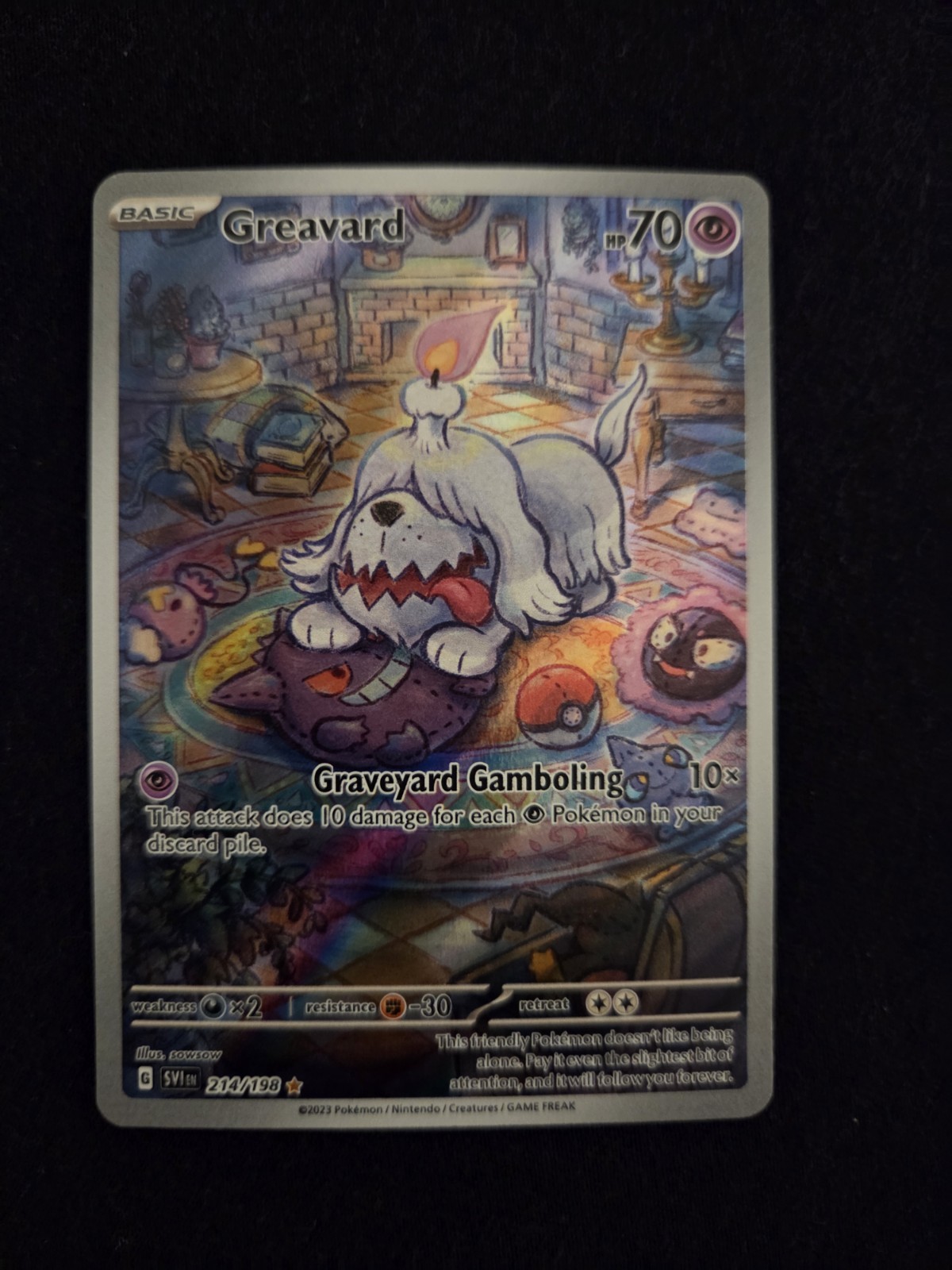 Pokemon - Greavard #214/198 Scarlet & Violet Illustration Rare - NM (Pack Fresh)