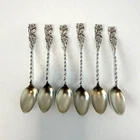 💠 Set of 6 Wallace Sterling Demitasse Spoons w/ Twist Handles & Floral Finials
