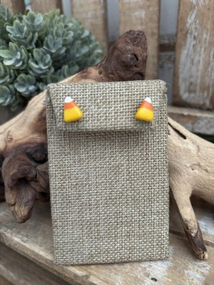 Polymer Clay Stud Post Candy Corn Earrings NWT!