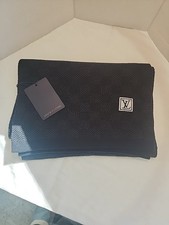 Louis Vuitton Men's Petit Damier Graphite Wool Cashmere Scarf Checker M70439