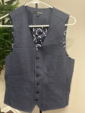 Murano Mens Navy Blue, White Dots Small Vest/ 67 Poly, 31 Viscose, 2 Spande