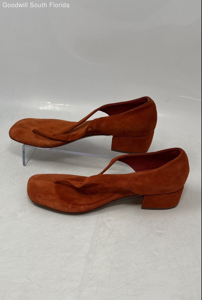 Jeffrey Campbell Womens Emelie Orange Open Toe Block Heel Thong Sandals Size 6