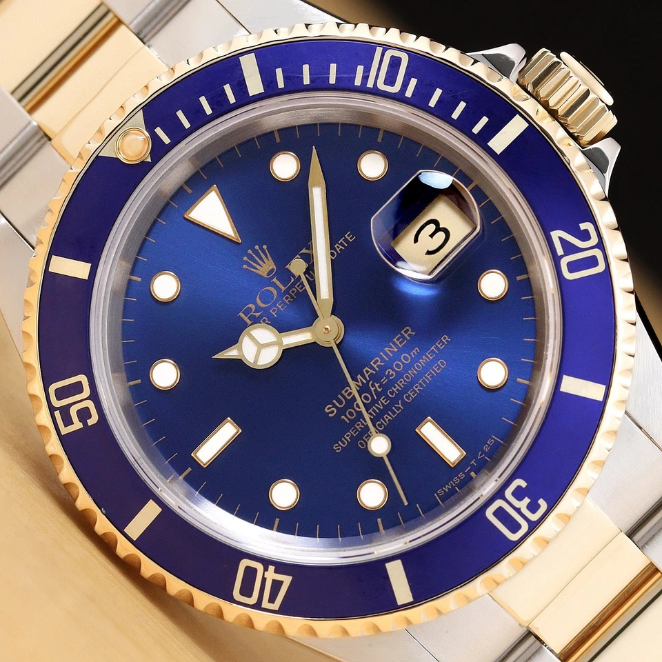 RELOJ ROLEX SUBMARINER FECHA 16613 LB AZUL 40 MM ORO 18K ACERO DOS TONOS OSTRA