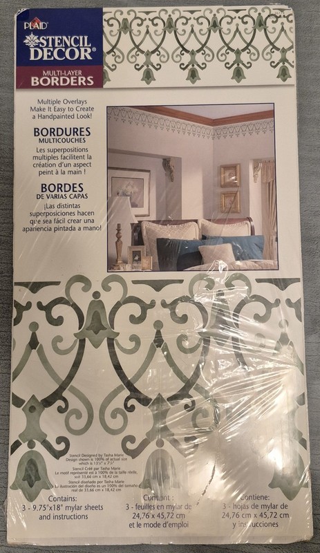 New Plaid Stencil Decor Multi-Layer Border Stencil 26774 Scrollwork Kit