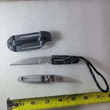 Lot Of 2 CRKT P.E.C.K. Ed Halligan Designed Knives. 1 Mini Folder, 1 Neck PECK