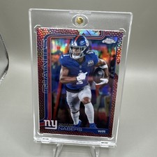 2025 Topps Chrome Football Malik Nabers Football Pigskin Refractor #225 Giants