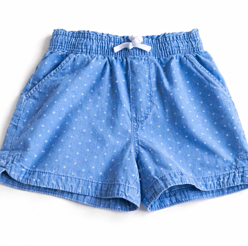 Gap Girls 7-8Y Blue Polka Dot Pull-On Shorts Drawstring Elastic Waist Pockets