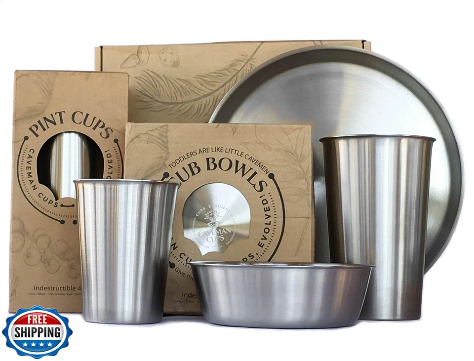 Caveman 高级重型不锈钢小碗婴儿幼儿小吃 — 第 4/4 张图片