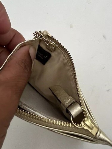 Coach Gold Metallic Bleeker Leather Wallet Coin Card Case With Key Chain Fob - Picture 4 of 6