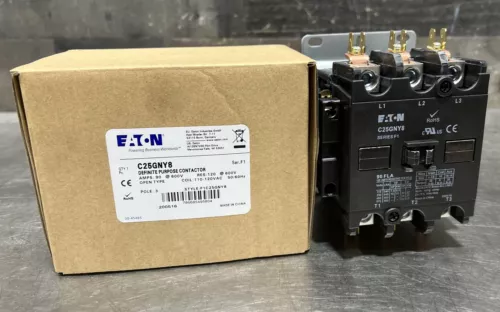 Eaton C25GNY8, Definite Purpose Contactors Non-Reversing 3P 90A 120V 50/60Hz Nos