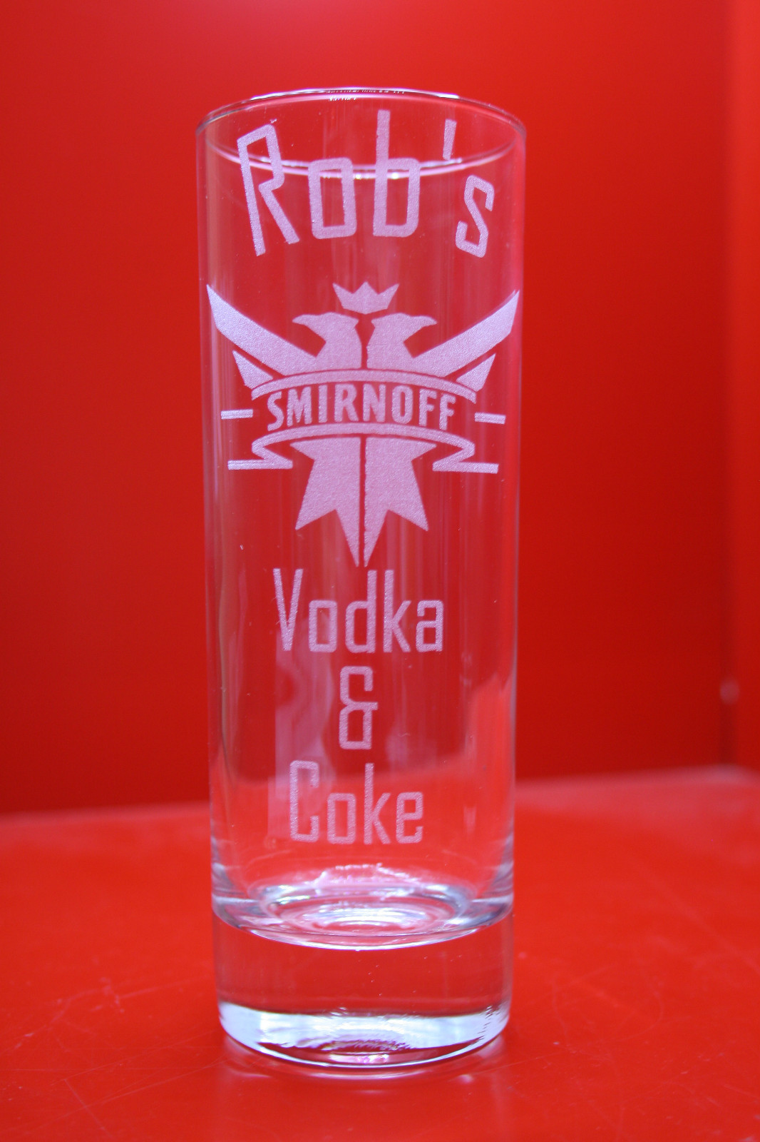 Laser Engraved Highball Names Smirnoff Vodka & Coke Lemonade Custom