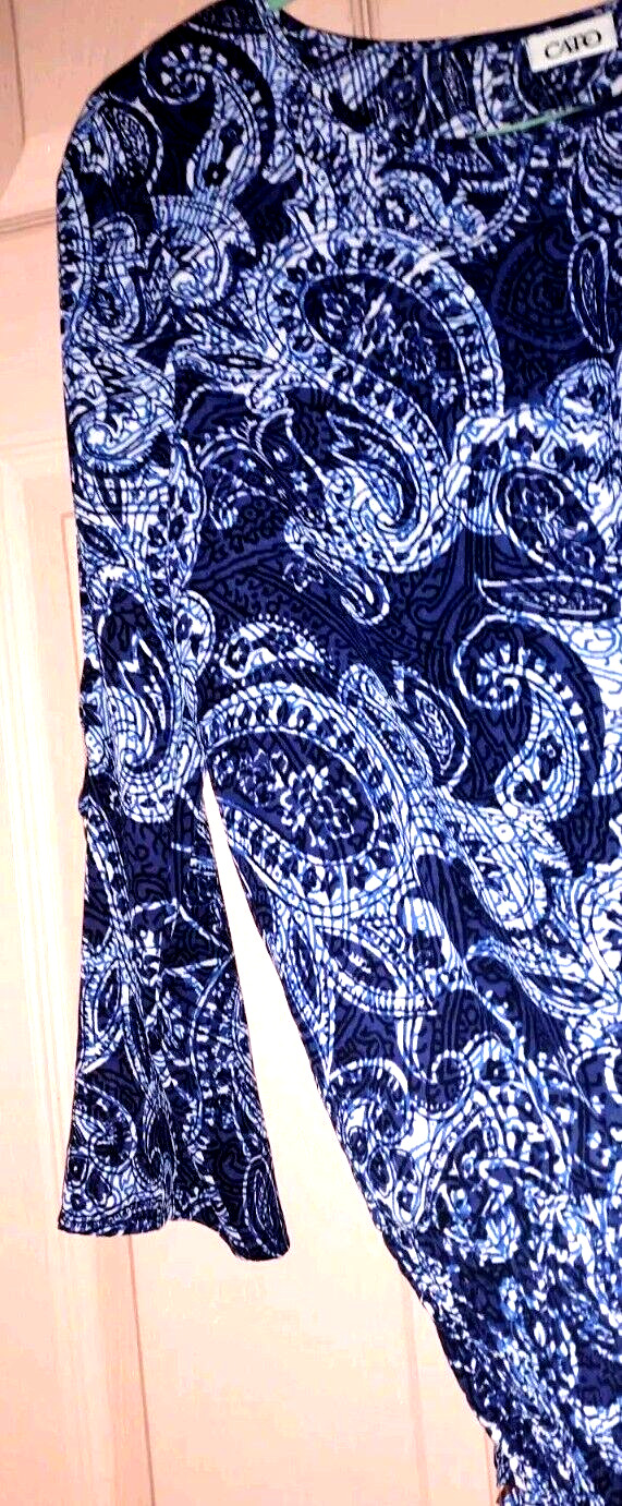 Cato Blue Medium Polyester 3/4 Sleeve Blouse - image 2
