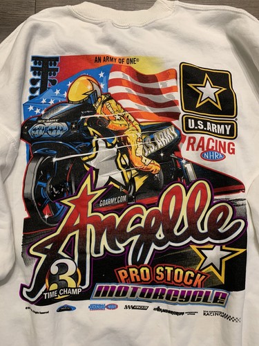 Vintage 2003 NHRA Racing Angelle Sweatshirt XL US Army Motorcycle Y2K Biker - Picture 3 of 11