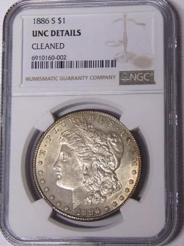 NGC UNC Detail 1886-S Morgan Silver Dollar Key San Francisco Mint #6910160-002
