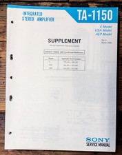 Sony TA-1150 Amplifier Supp. Service Manual Original 