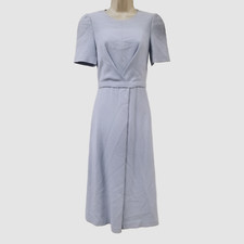 $2495 Dolce & Gabbana Women Blue Pleated Cady A-Line Midi Dress Size 38