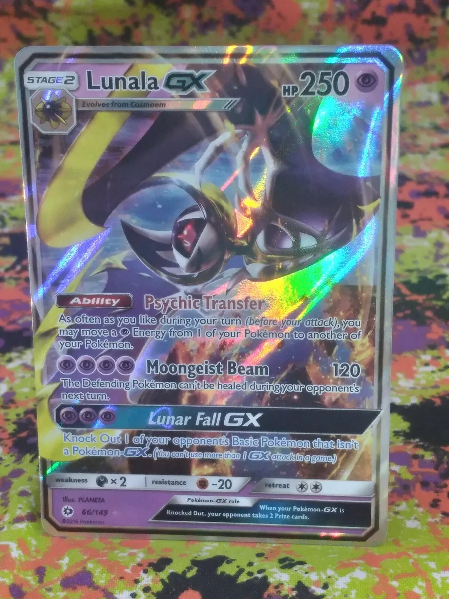 Pokemon Ultra Rare Full Art Lunala GX Card 66/149 Sun Moon NM/M