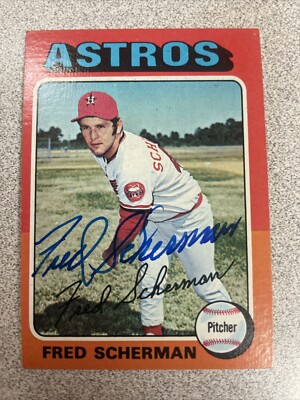 Fred Scherman Autographed 1975 Topps Mini Card #252 Houston Astros A-698