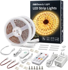 LED Strip Lights Warm White,50.5Ft Dimmable LED Light Strip with RF Remote,924 B