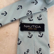 NAUTICA 100 Silk Boy's Tie Blue White Anchors Necktie