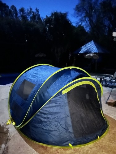 Qomotop 4-Person Quick Pop Up Tent Blue/Green