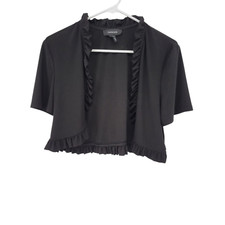 R M Richards Black Ruffled Bolero Short Sleeve Size 12