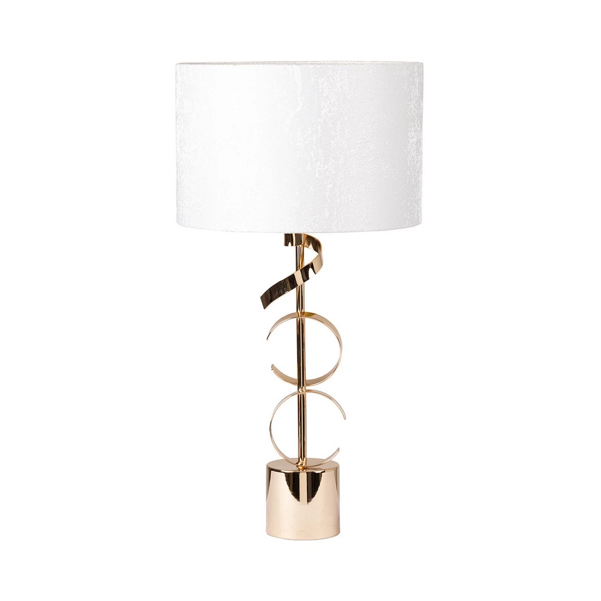 51cm Golden Metal Swirl Bedside Desk Table Lamp White Cotton Shade Gold Inside