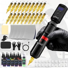 Wireless Tattoo Machine Kit Guns with Ink1500mAh Power 20pcs Cartridge Needles