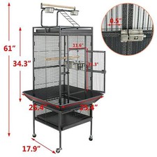 Jaula grande para pájaros 61" loro chinchilla pinzón jaula cacatúa con soporte rodante negra