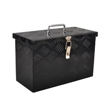 16"X7.5"X10" Aluminum Small Tool Box Car Trailer Truck Bed Black 5 Bar Tread