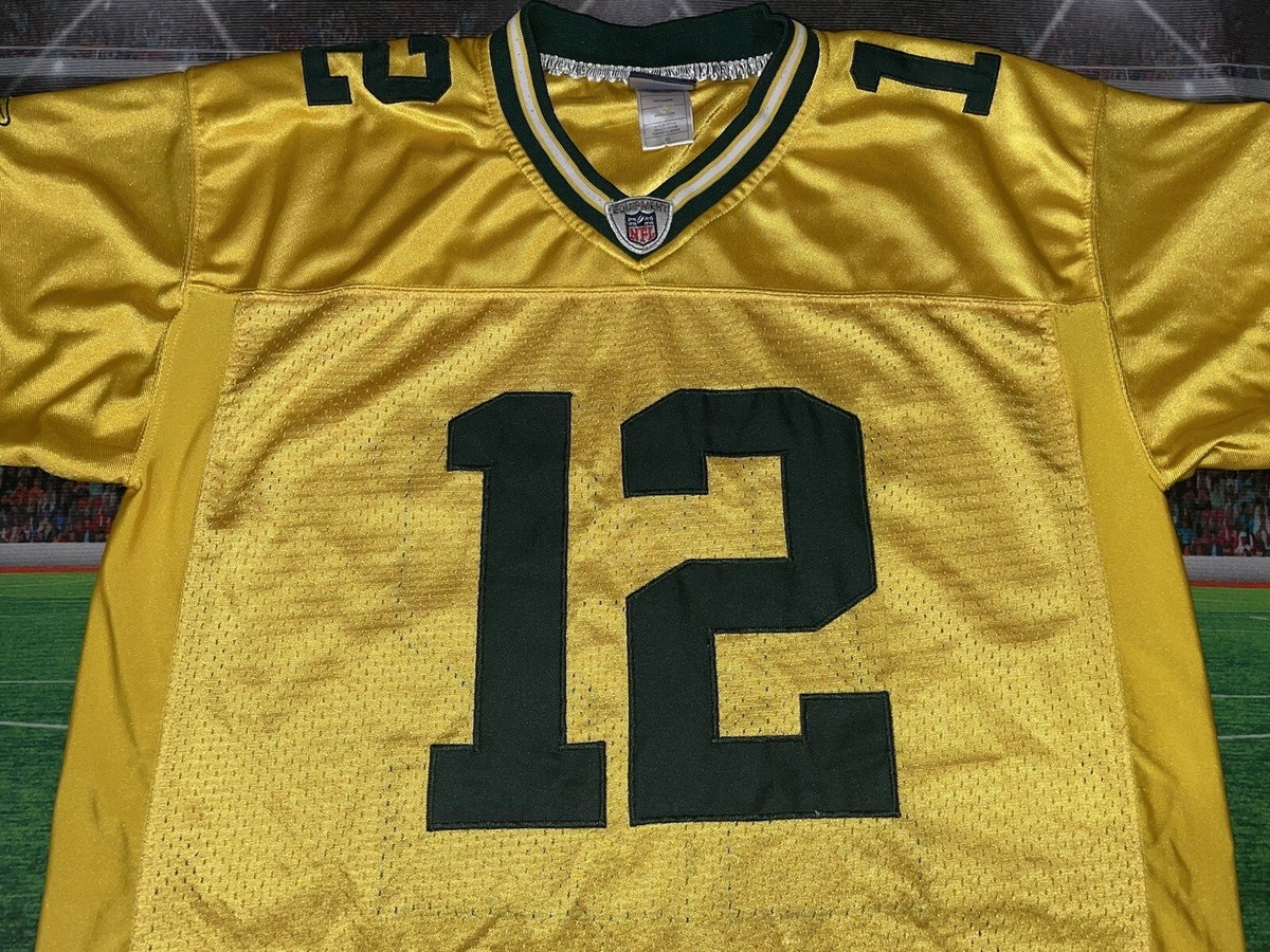 Green Bay Packers Aaron Rodgers #12 Reebok Gold Football Jersey Sz