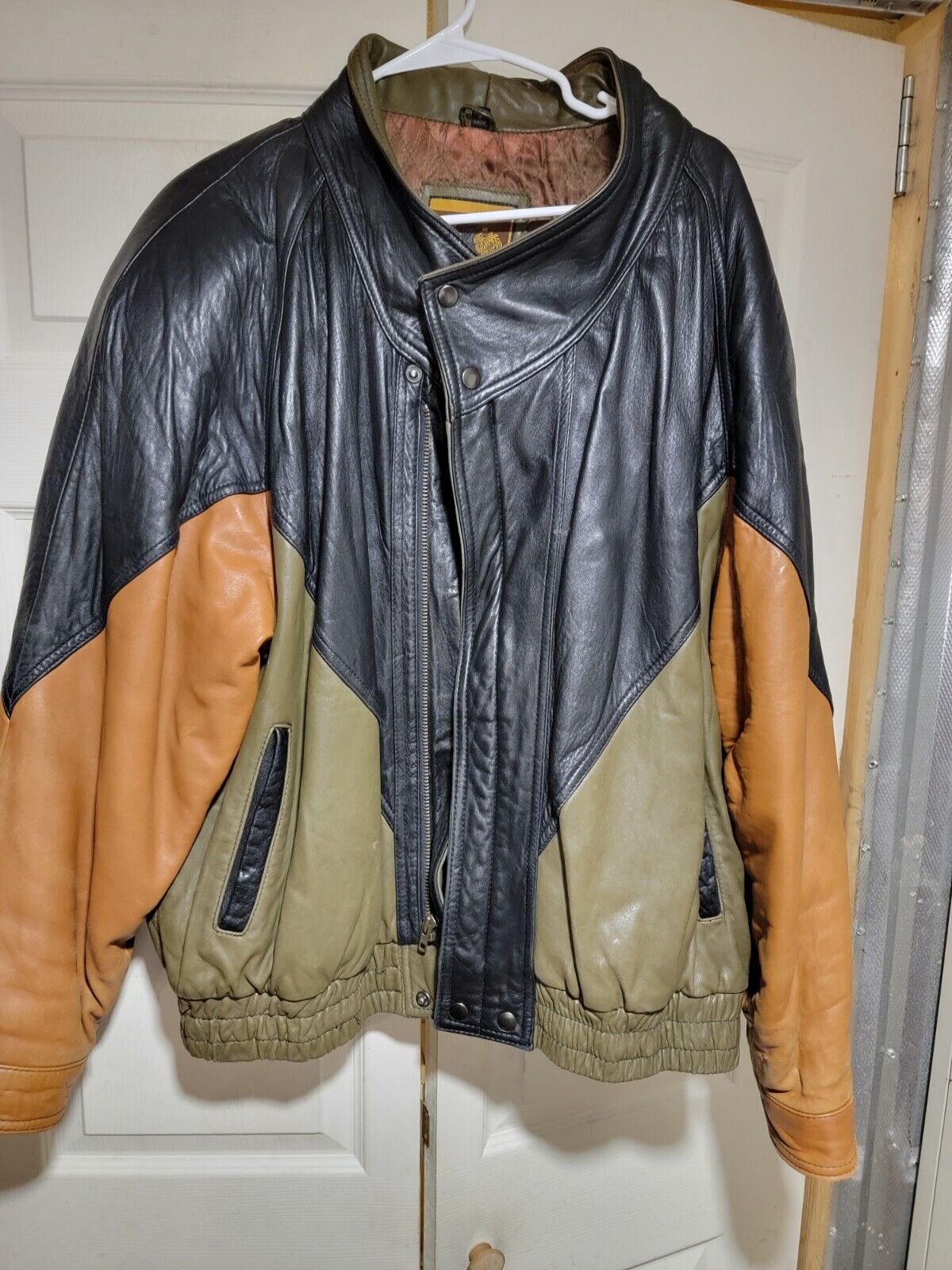 Vintage IOU Leather Jacket Men's Xl Leather Bomber Jacket