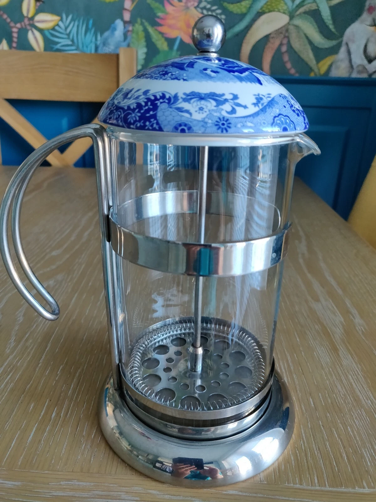 Spode Blue Italian Glass Cafetiere RARE