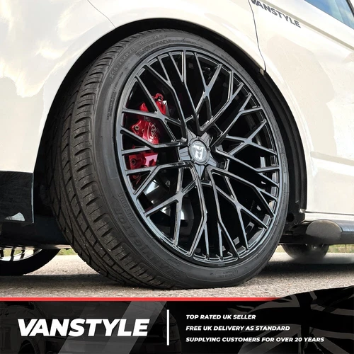 FITS VW T5 T5.1 TRANSPORTER WOLFRACE VENOM 20" 5x120 BLACK ALLOY WHEELS & TYRES