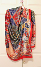 Women's 100 Silk Scarf, Multi Color, New without Tags 35"X72"