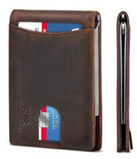 RFID Blocking Slim Bifold Genuine Leather Minimalist Front Pocket Wallet for Men