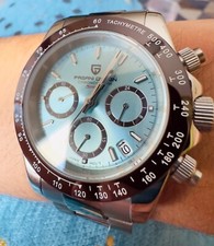 🔝 Pagani Design 1644 Crono Seiko Vk63 Azzurro Marrone Zaffiro Orologio uomo