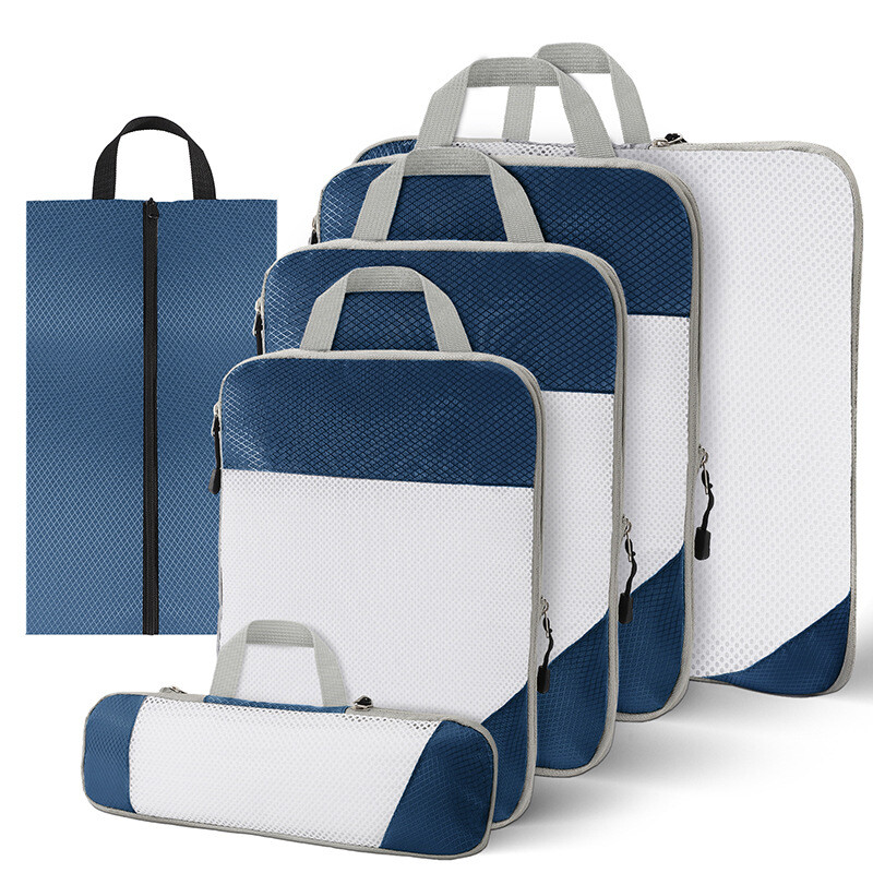 Packing Cubes For Travel Compression Pouch 6 Pcs Luggage Organizer Storage Bags-image