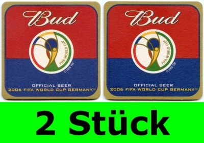 2 Stück Bierdeckel Budweiser Bud Anheuser Busch USA FIFA World Cup 2006 Germany