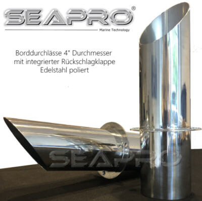 Seapro 4'' Thru Hull Exhaust Tips SS316 - Extra Long  