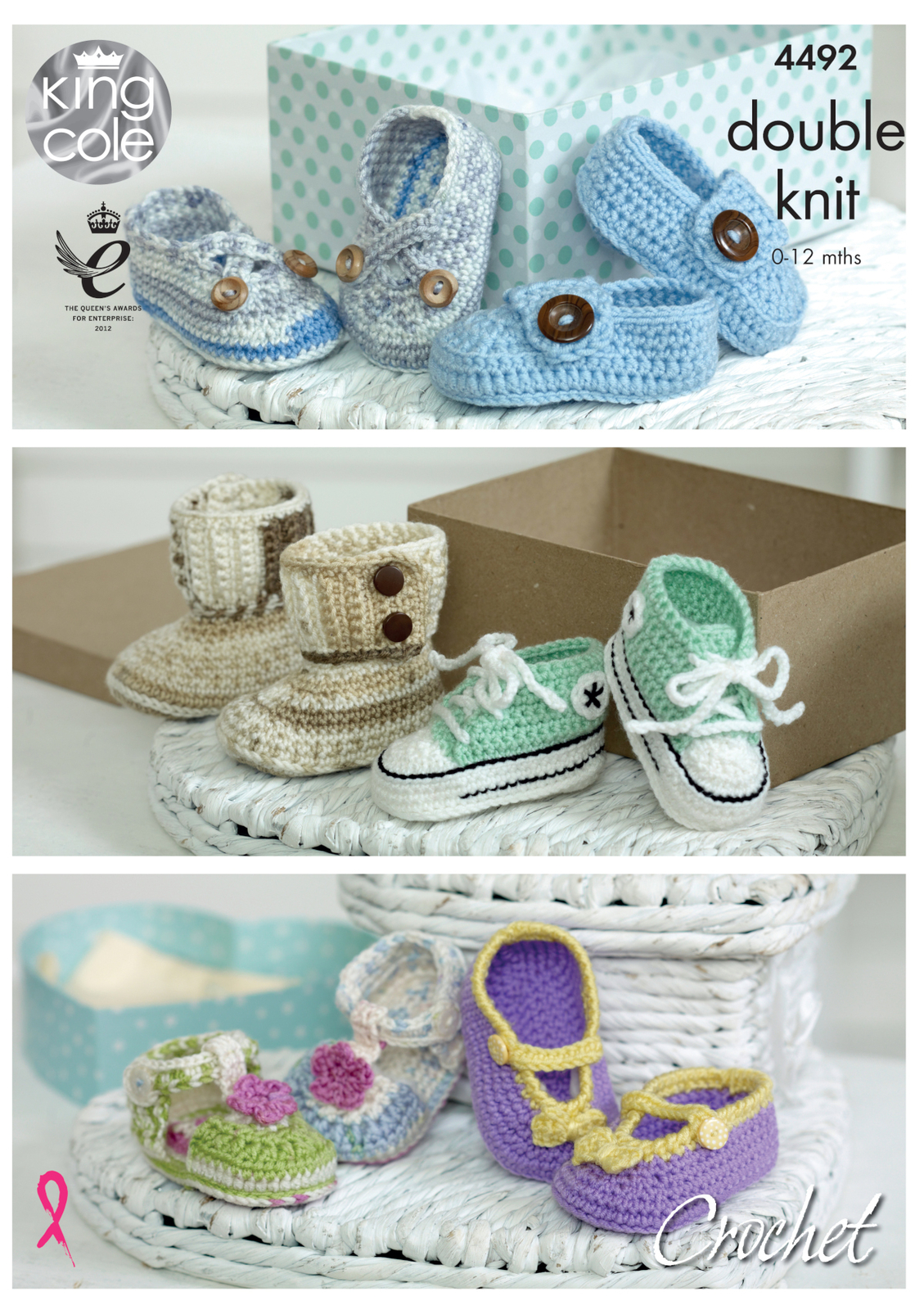 Crochet Pattern Baby Shoes Sandals Boots Trainers Moccasins King Cole DK 4492