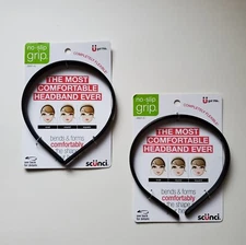 Lot Of 2 Scunci No-Slip Grip Bendable Headband Black Flexible Forms Comfortably
