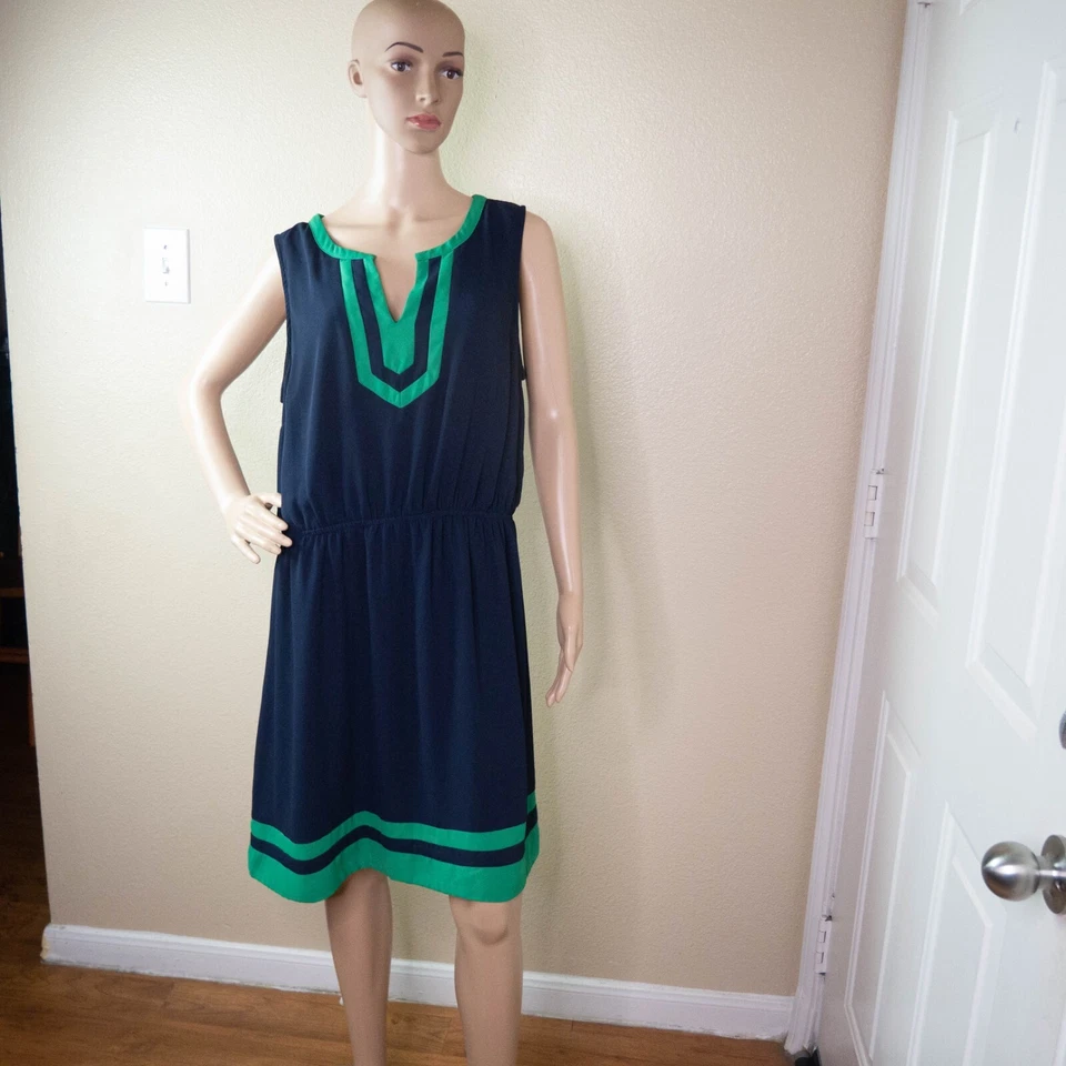 Vestido sin mangas Hawthorn XL Flynn colorblock azul verde para mujer Foto 2 de 4