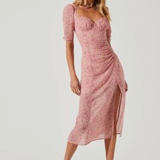 ASTR The Label | Floral Ditsy Blush Milkmaid Midi Dress Small