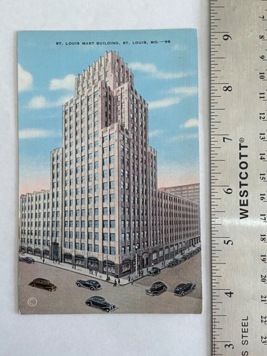 Unused Linen Postcard St Louis Mart Building Missouri MO Natural Color - Picture 2 of 3