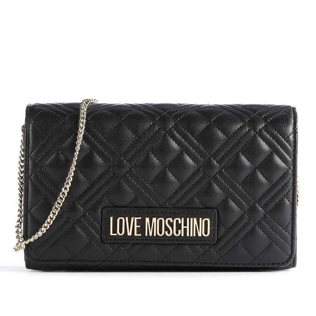 love moschino black quilted cross body bag