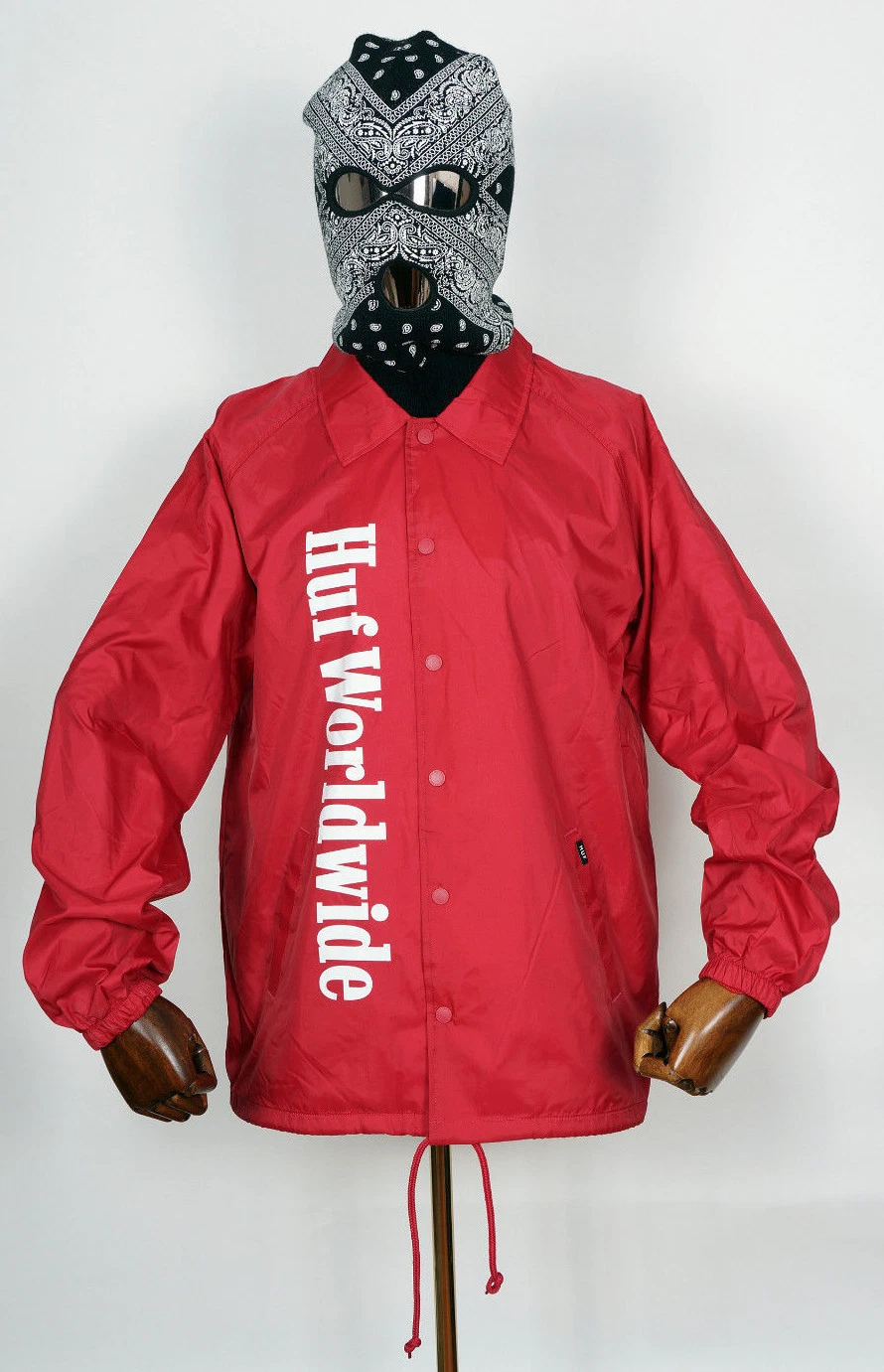 Huf Worldwide Windbreaker Coach Jacket Country Coaches Scarlet In M Rain